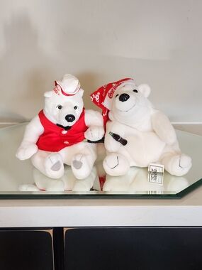 Coca-Cola White Polar Bear Plush  with Red Accents 1998 & 1999 Smoke Free House